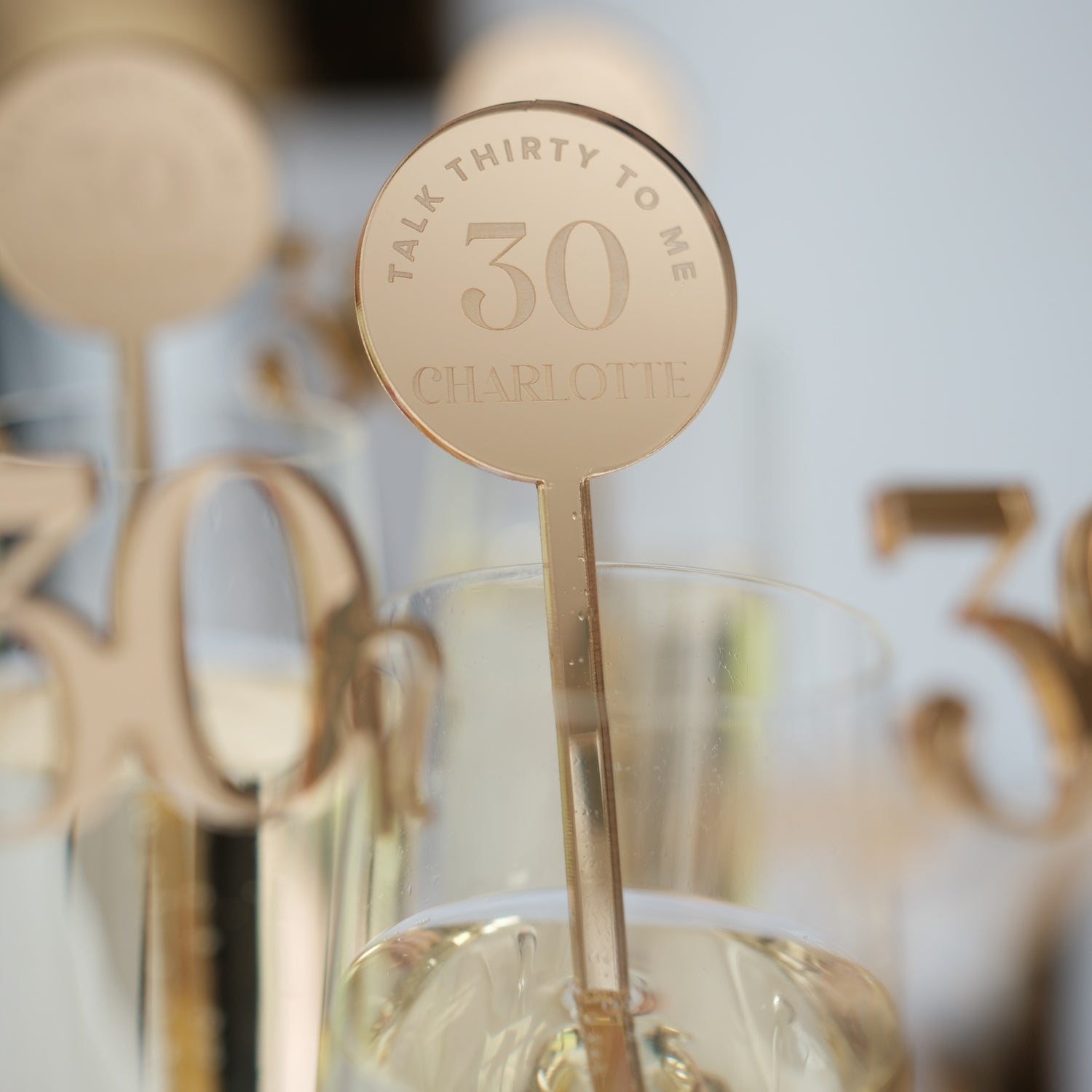Birthday party cocktail stirrer