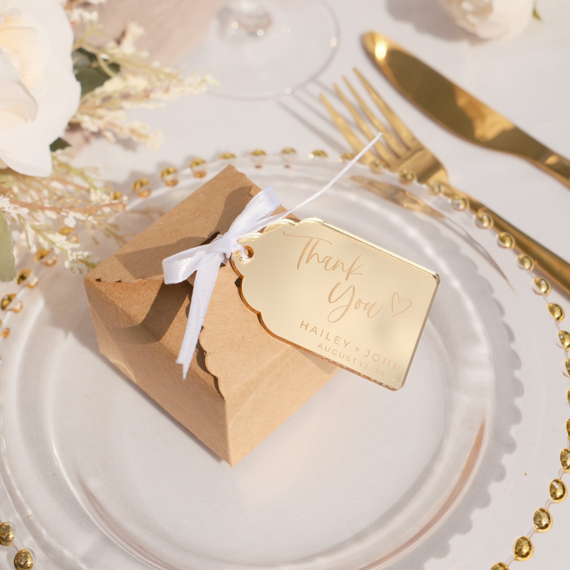 100 Etichette Regalo Personalizzate 'Thank You' – Matrimonio, Bomboniere, Festeggiamenti – 7x4,5 Cm – Grigio – Darling Souvenir - 3