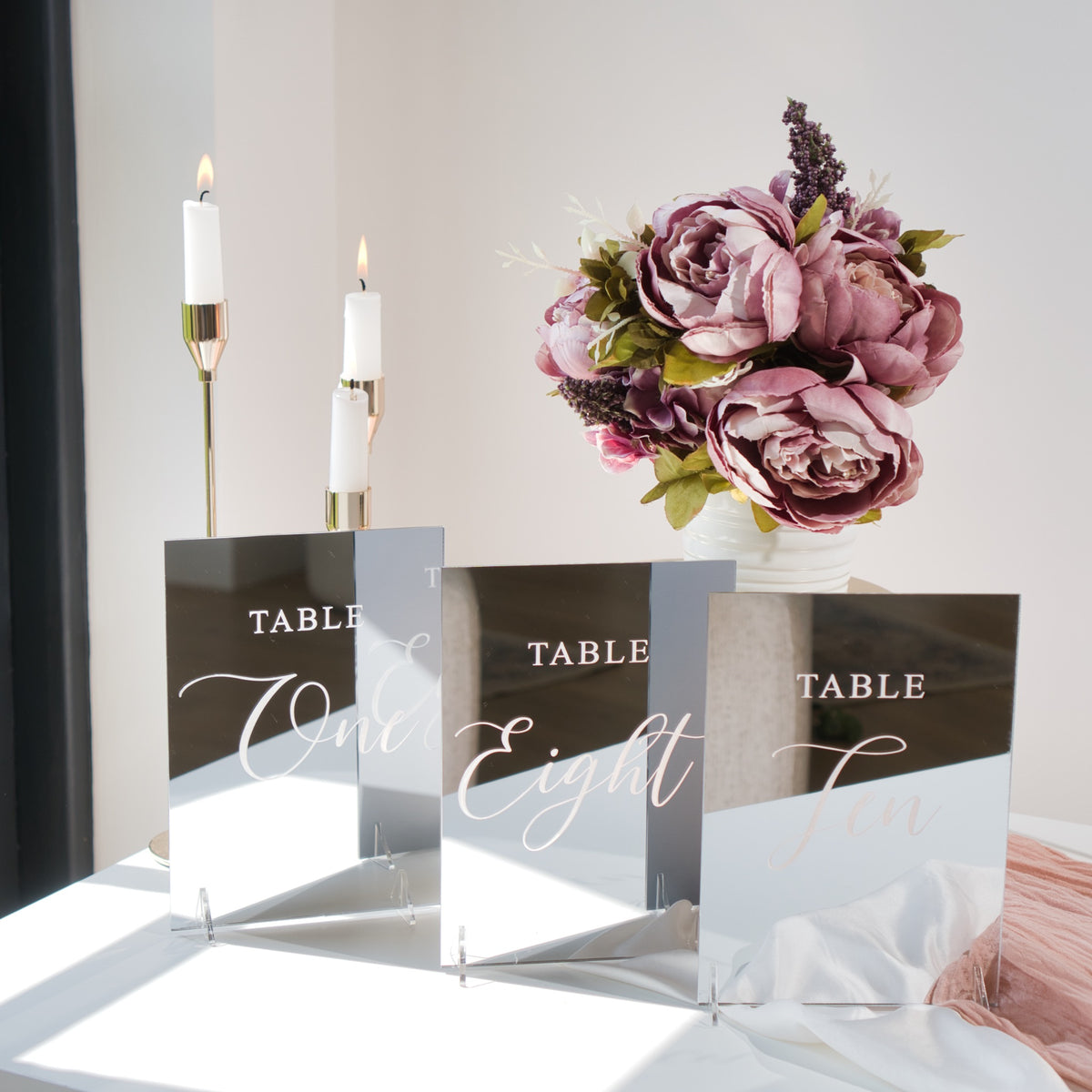 Mirrored Table Numbers Mirror Table Numbers With Stands by Inketch – inketch