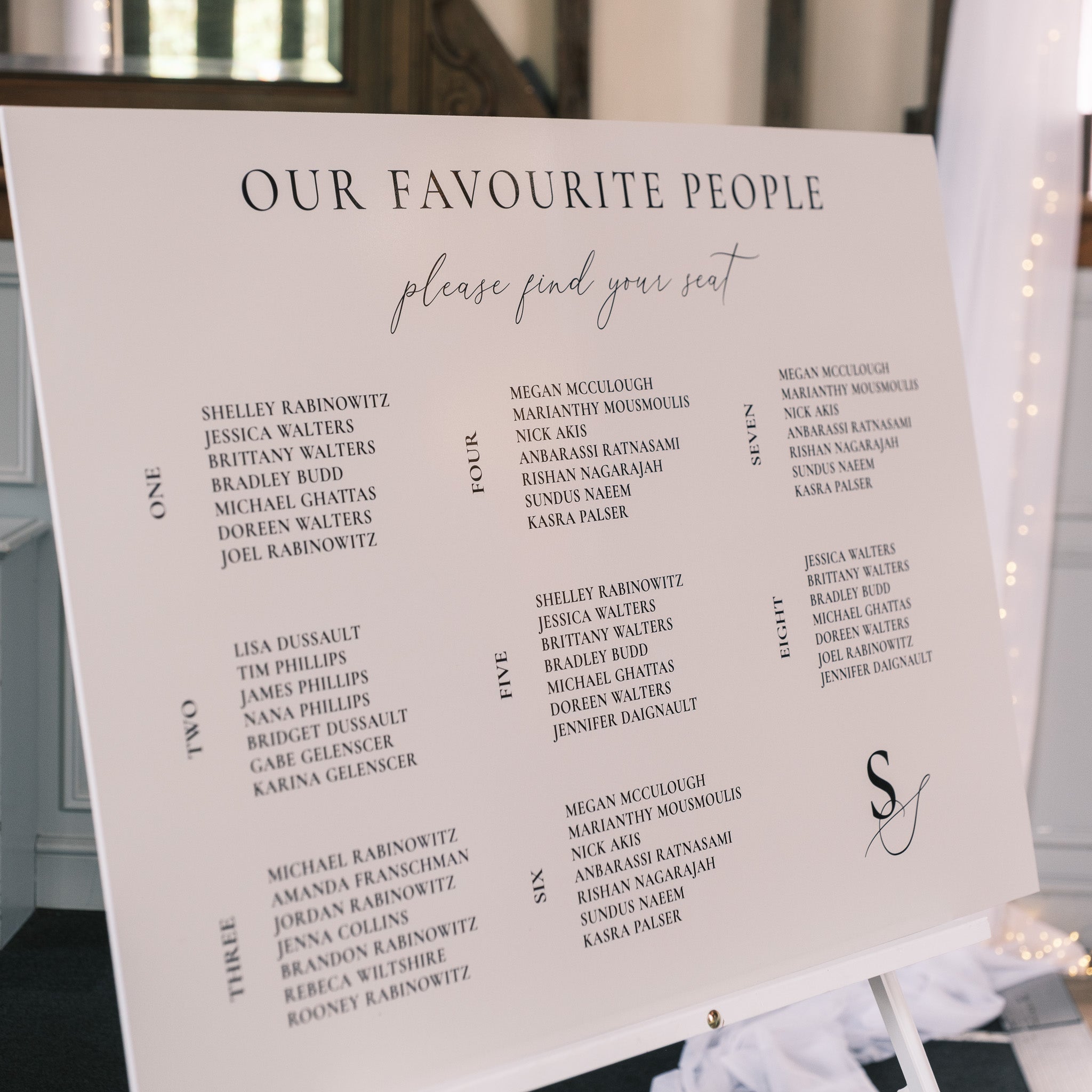 Wedding seating plan foamex