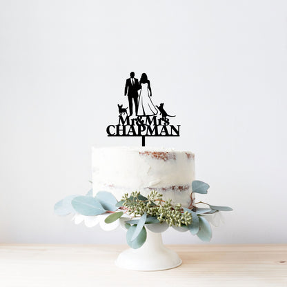 Personalised Wedding Cake Topper With Dog Bride and Groom