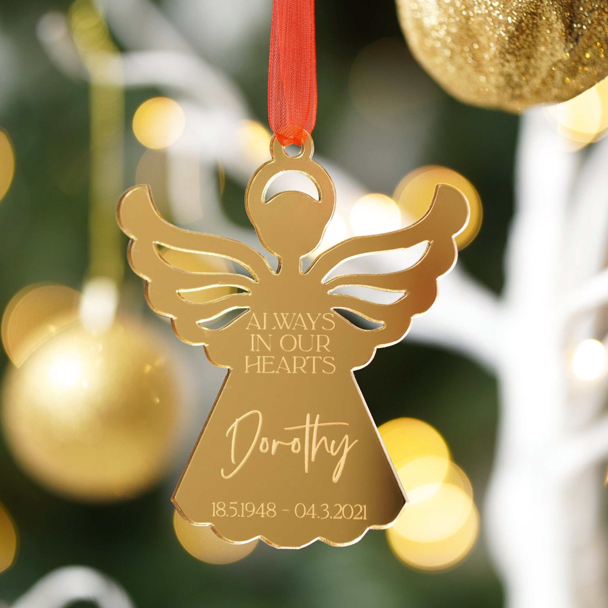 Personalised Christmas Angel Memorial Bauble
