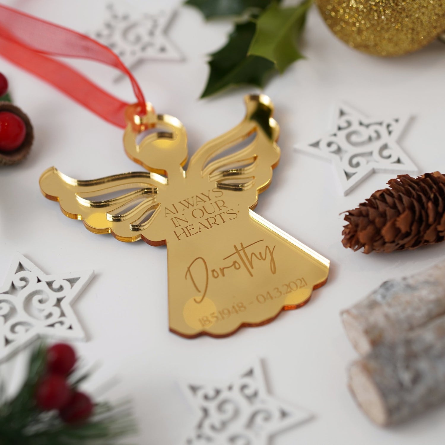 Personalised Christmas Angel Memorial Bauble