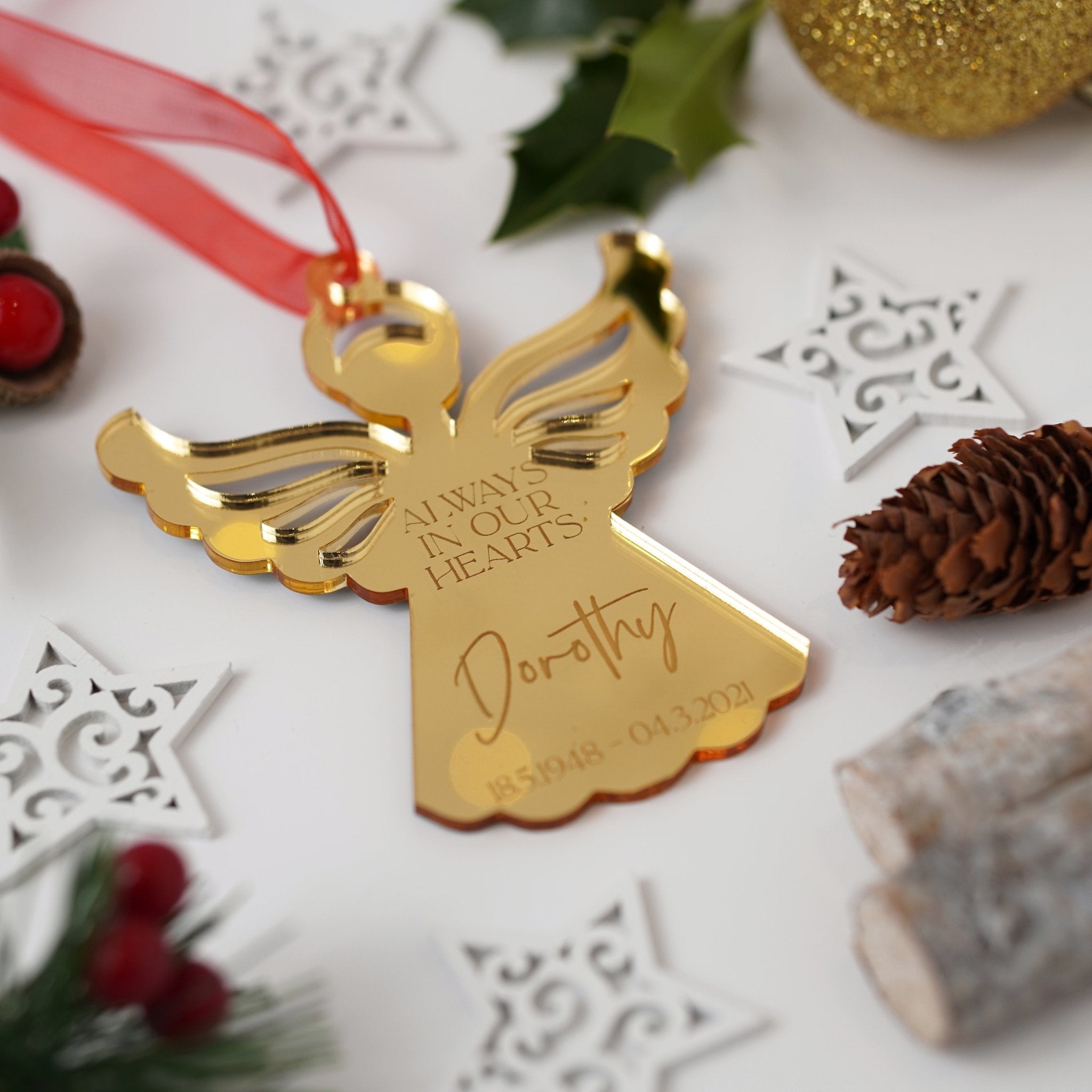 Personalised Christmas Angel Memorial Bauble