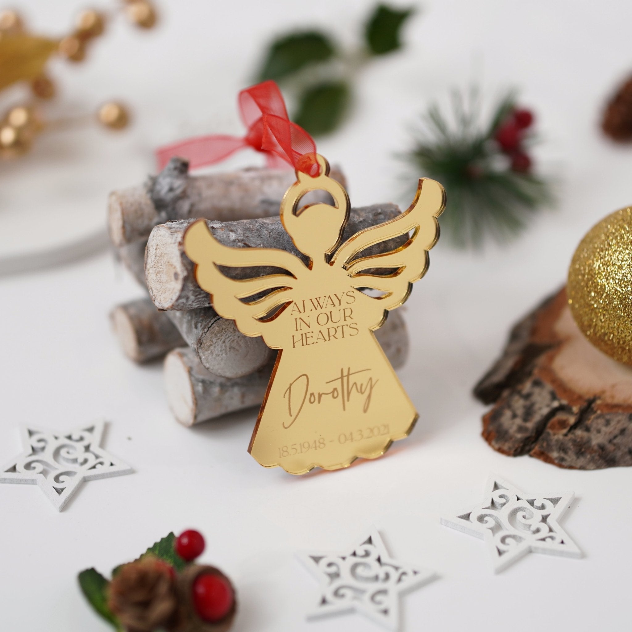 Personalised Christmas Angel Memorial Bauble