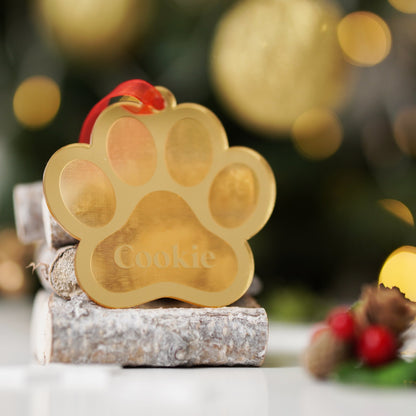 Personalised Christmas Dog Paw Bauble