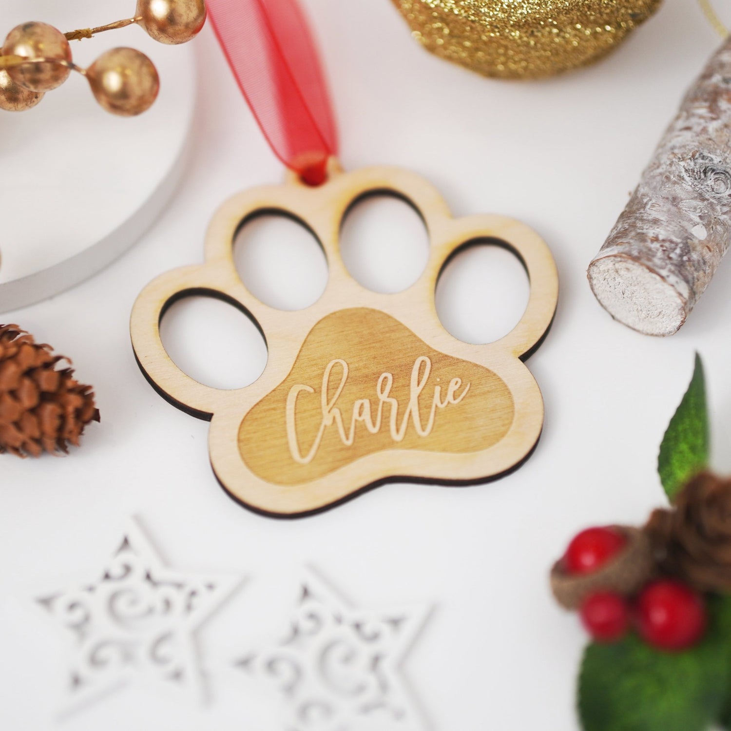 Personalised Christmas Dog Paw Ornaments
