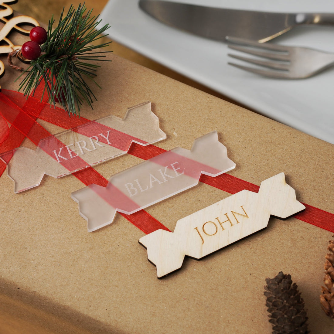 Personalised christmas name tags