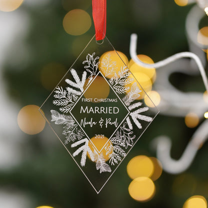 Personalised First Christmas Married Ornament