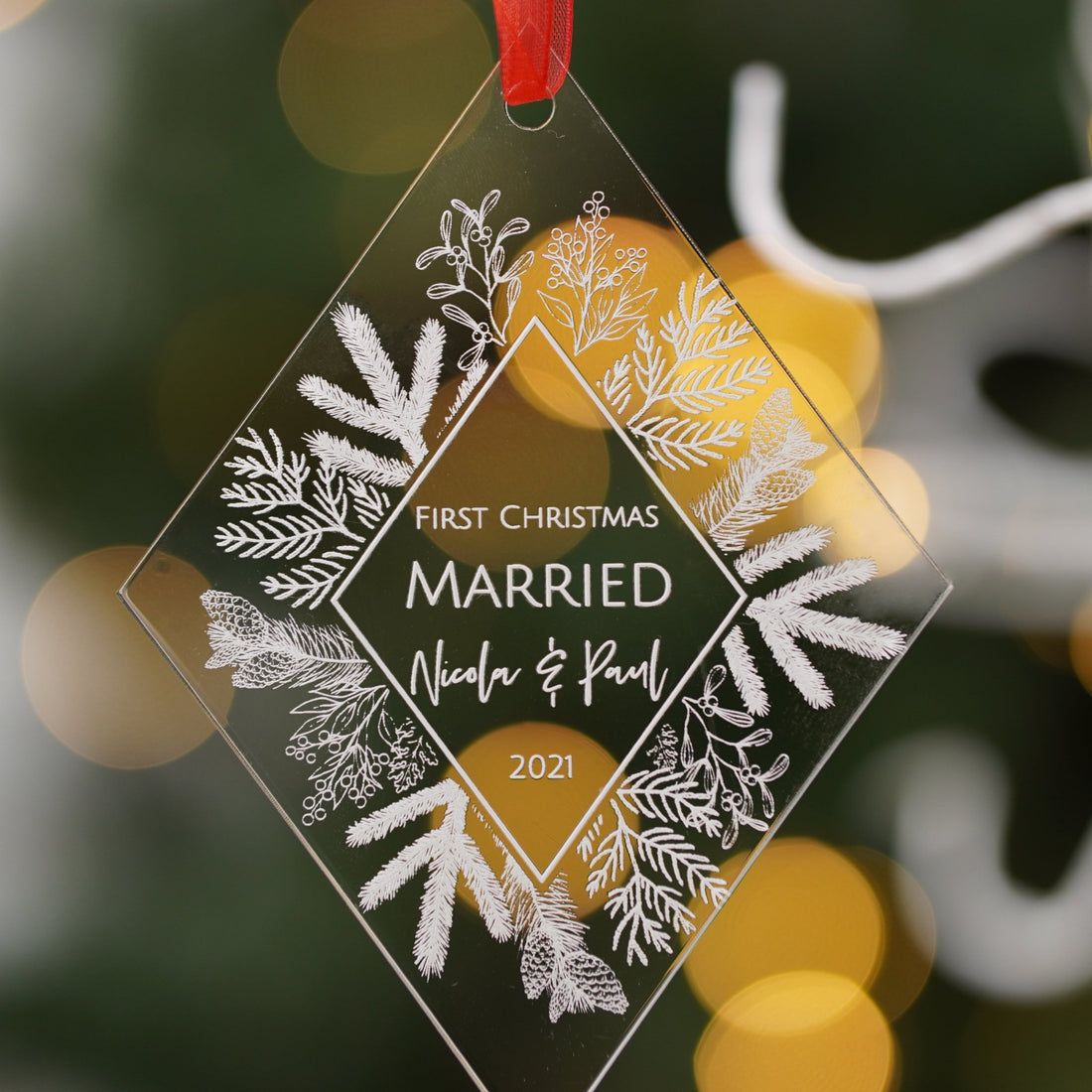 Personalised First Christmas Married Ornament