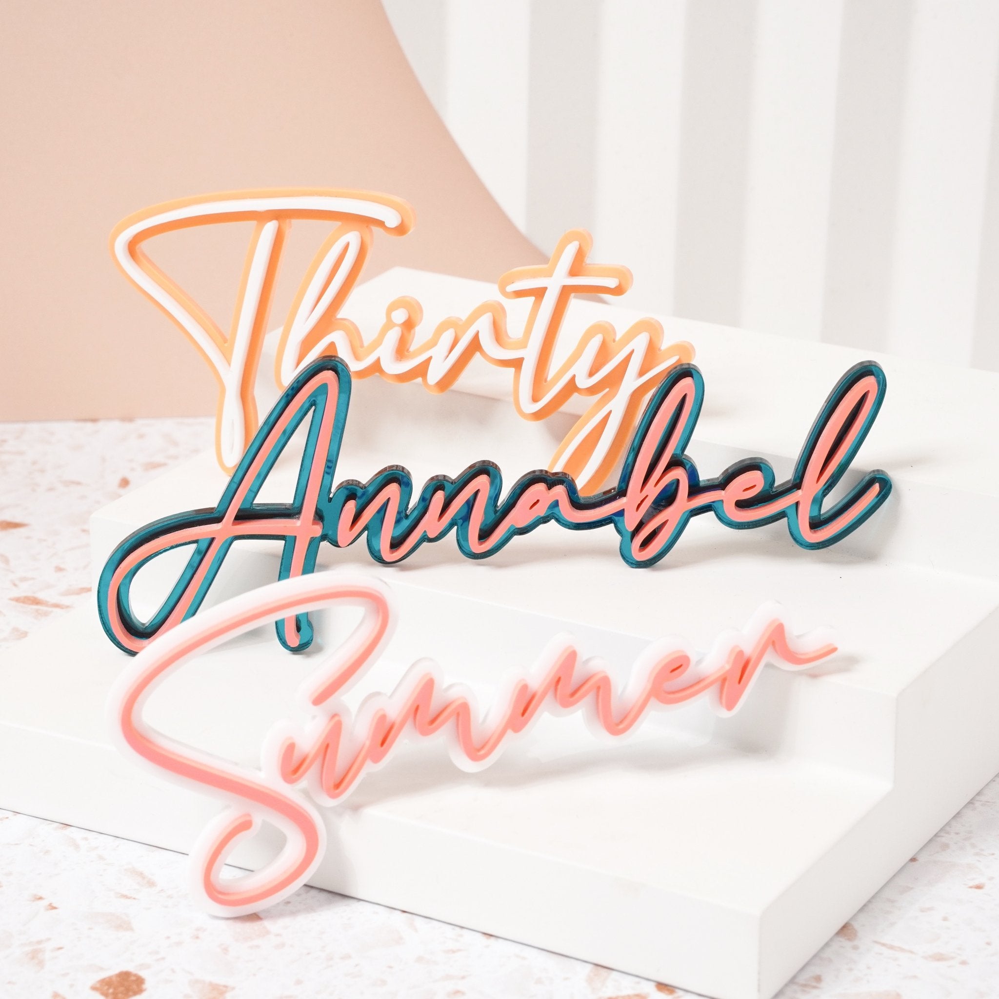 Double Acrylic Cake Charm Name and Number Set