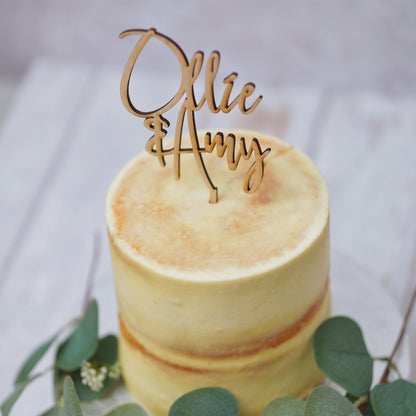 wooden wedding cake topper