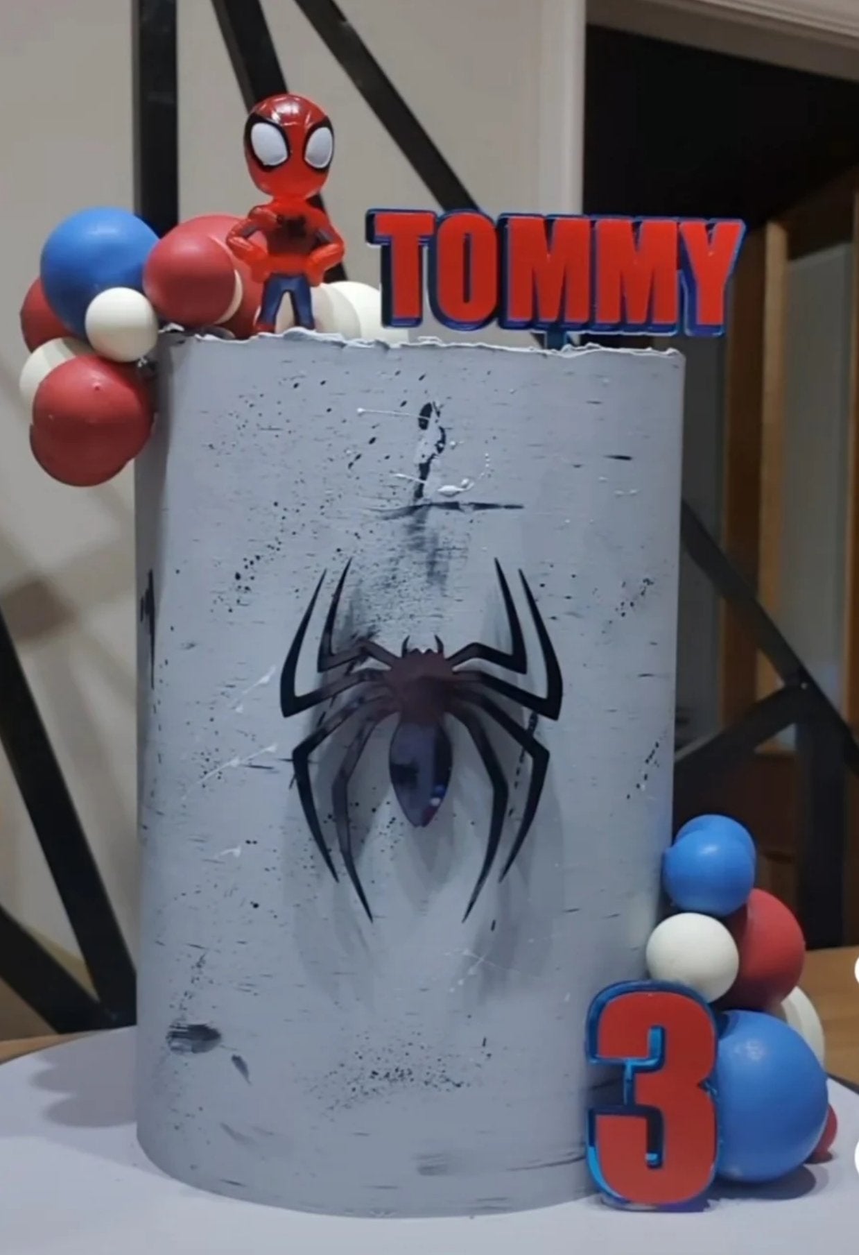 Personalised spiderman cake topper set.