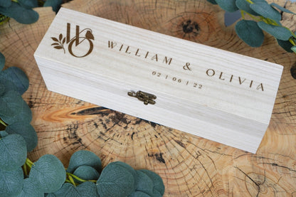 Personalised Wooden Wedding Time Capsule Wine Box