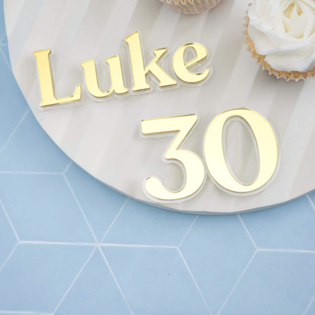 Personalised Double Layer Name &amp; Age Cake Topper