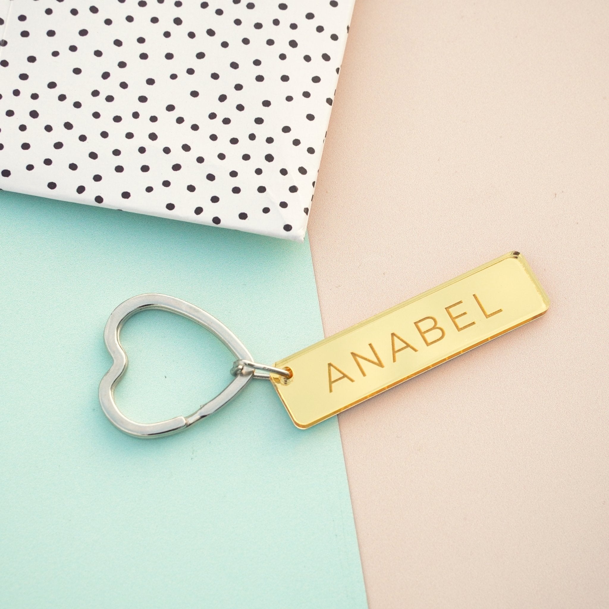 personalised engraved acrylic name key ring 