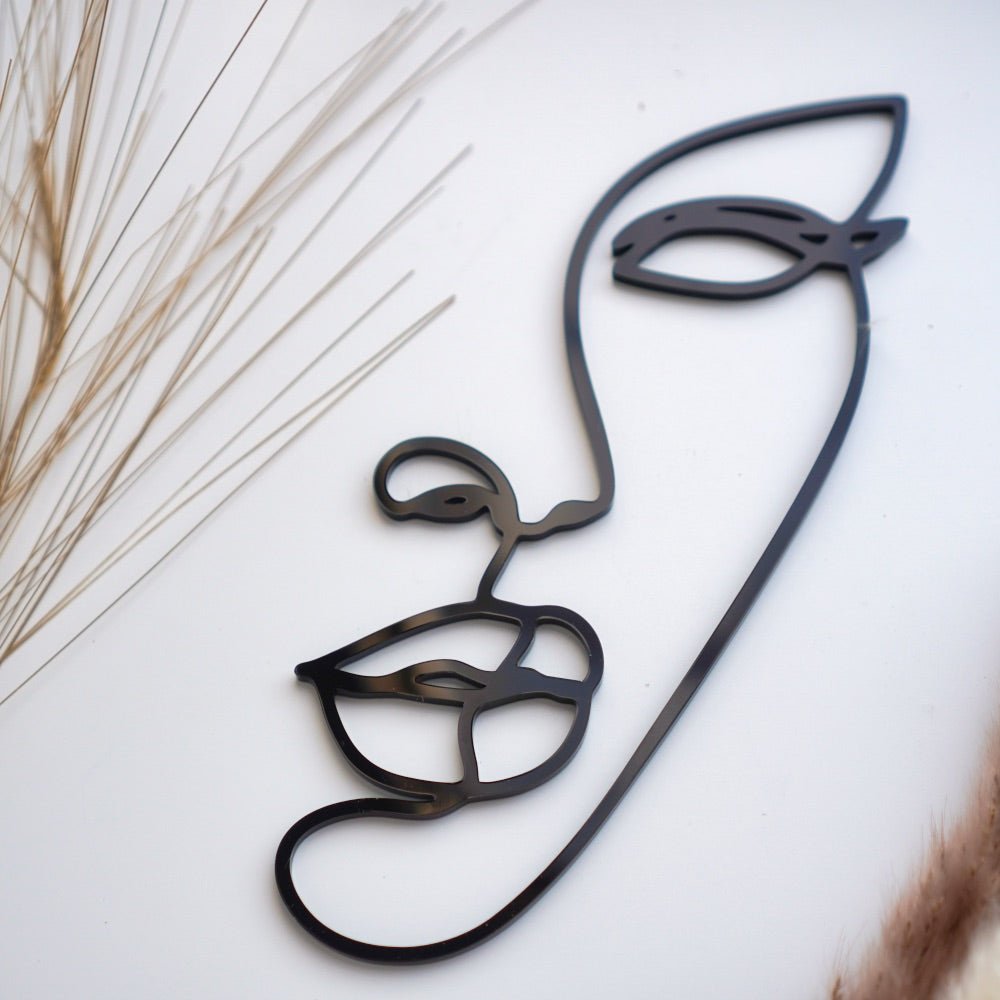 Face Line Art Silhouette Cake Topper