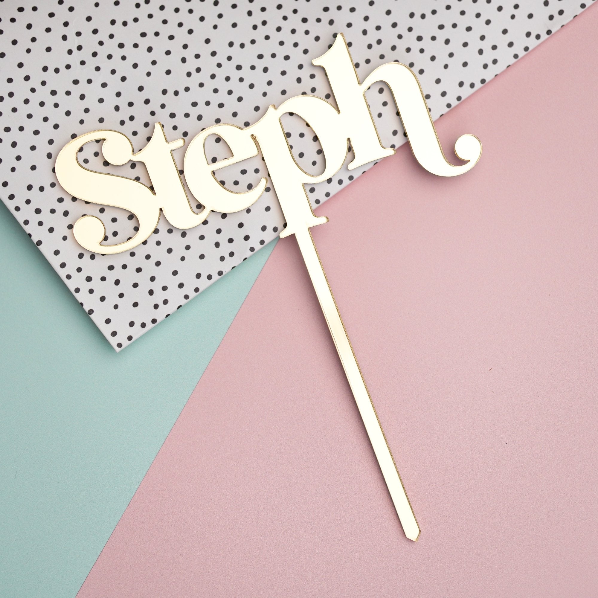 Name Acrylic Cake Topper in Gold Silver Black Grey Bronze by Inketch ...