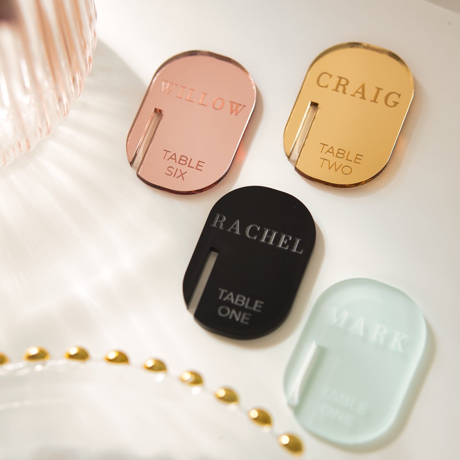 Personalised acrylic  Drink Charms With Table Numbers