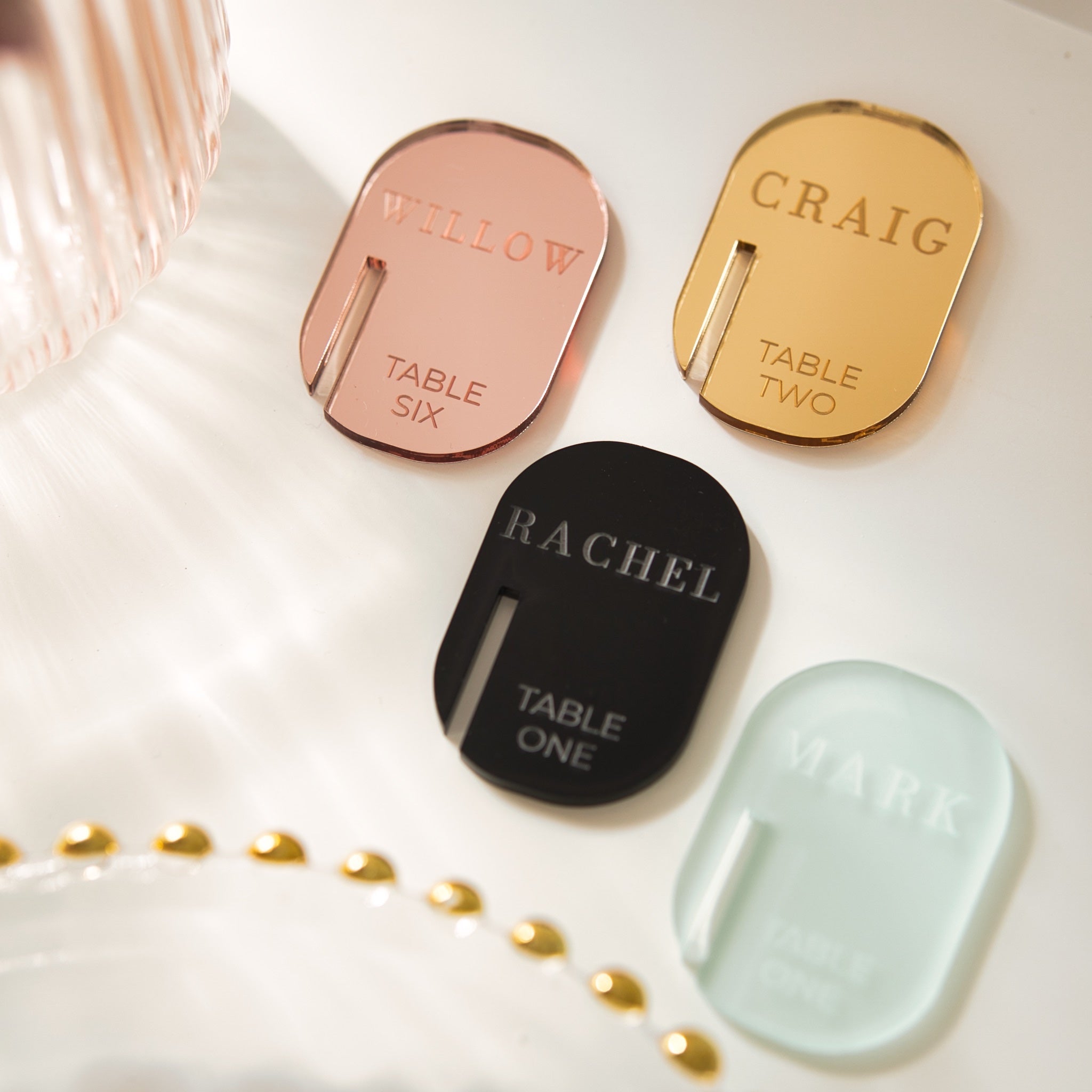 Personalised acrylic  Drink Charms With Table Numbers