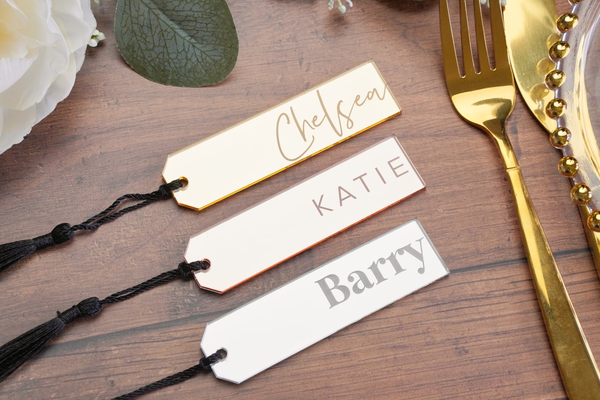 acrylic bookmark wedding favours and place names 
