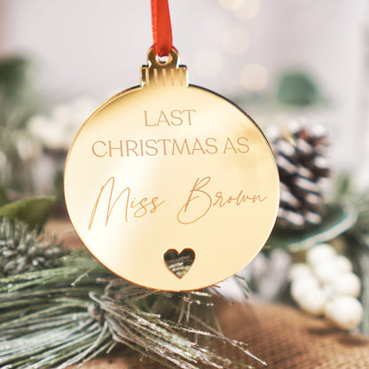 bride to be personalised Christmas gift ornament