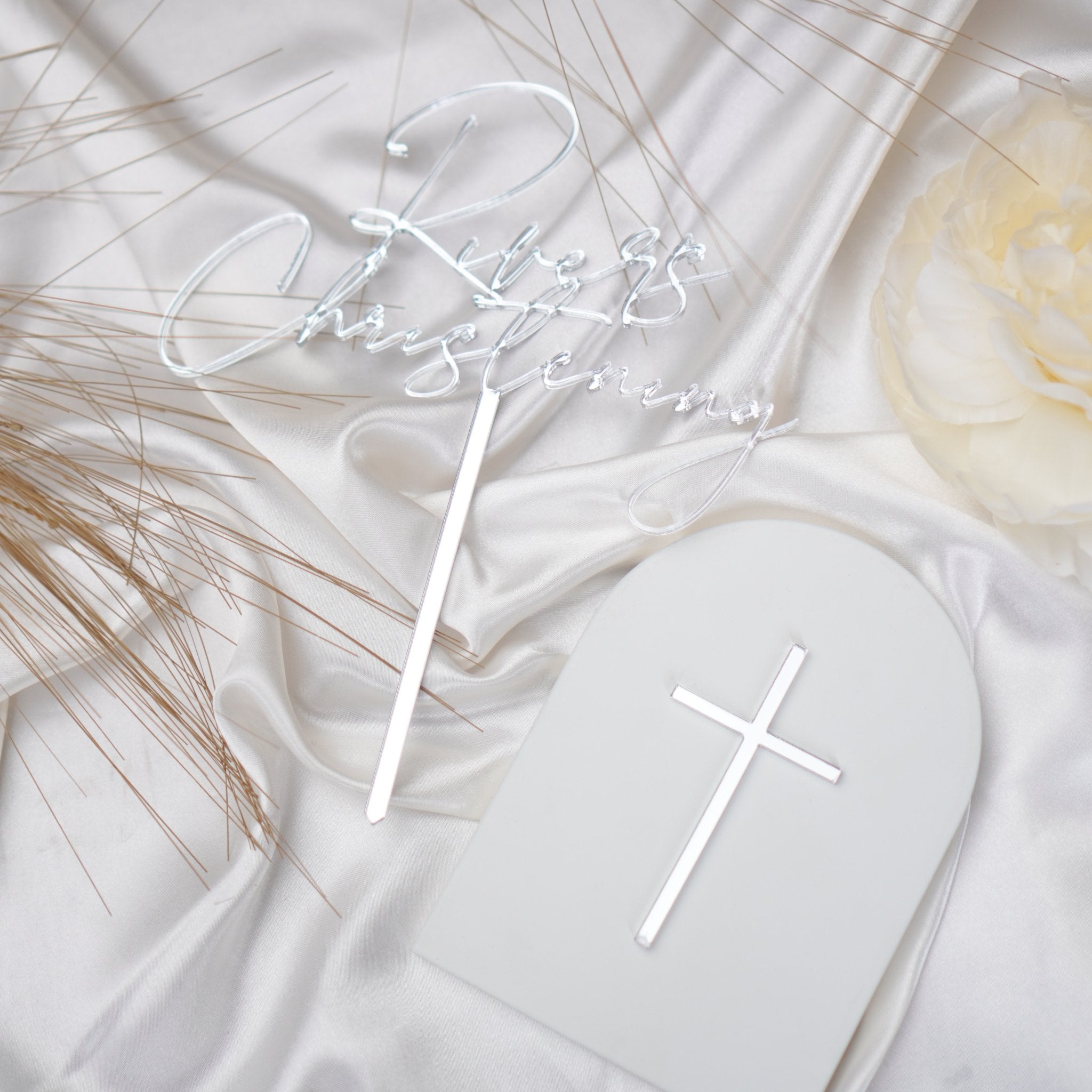 Christening cake Topper with Separate Cross