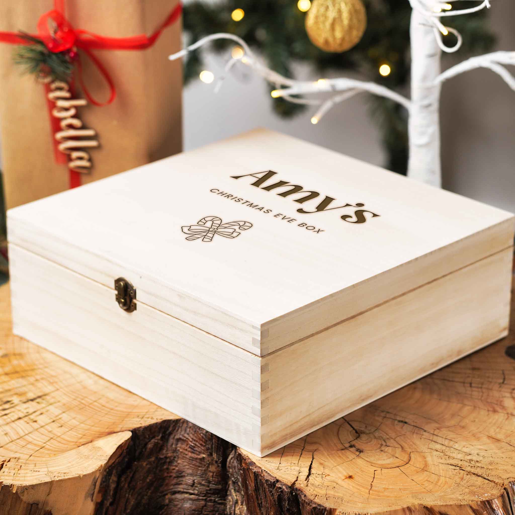 Personalised Wooden Christmas Eve Hamper Box