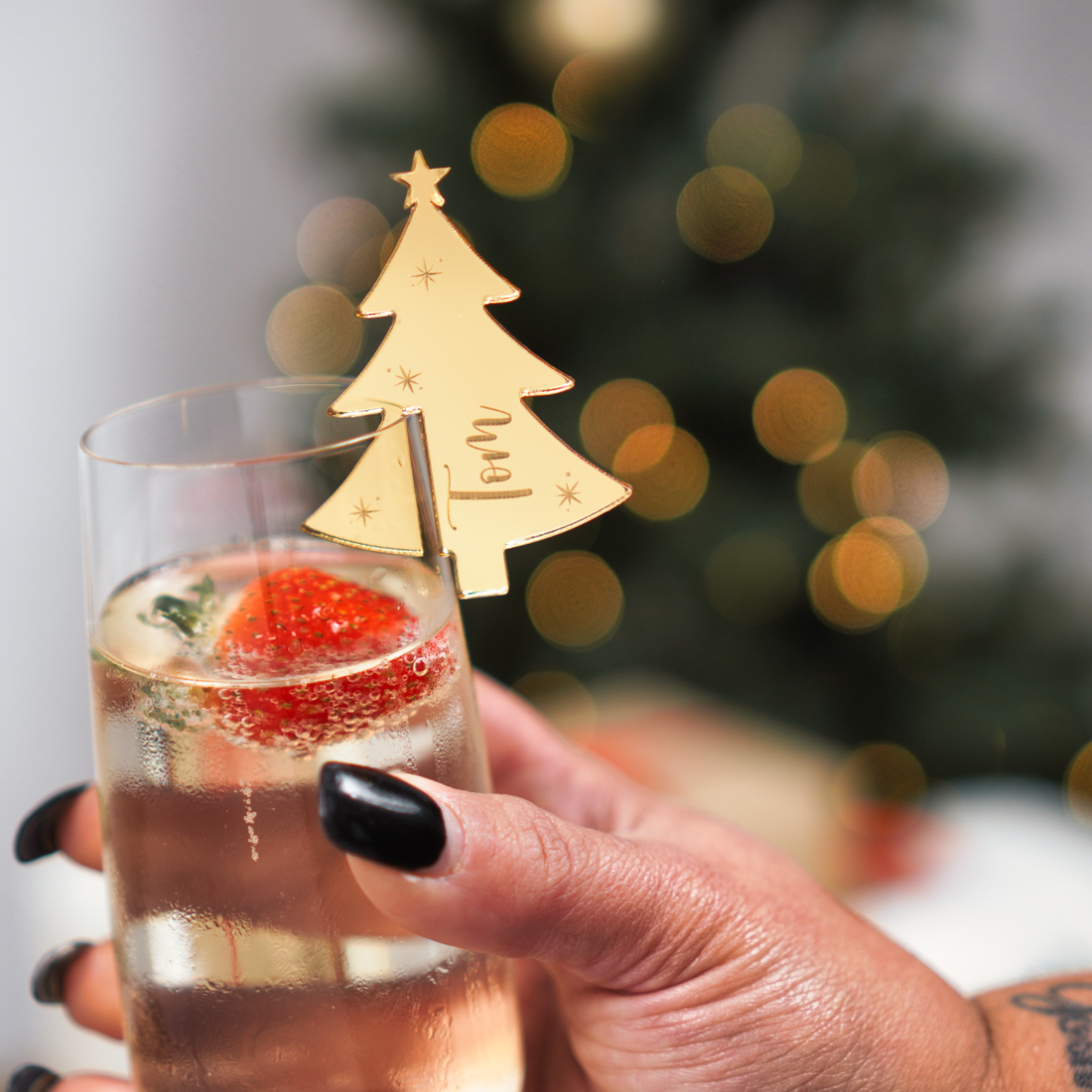Personalised Christmas Tree Wine Charms