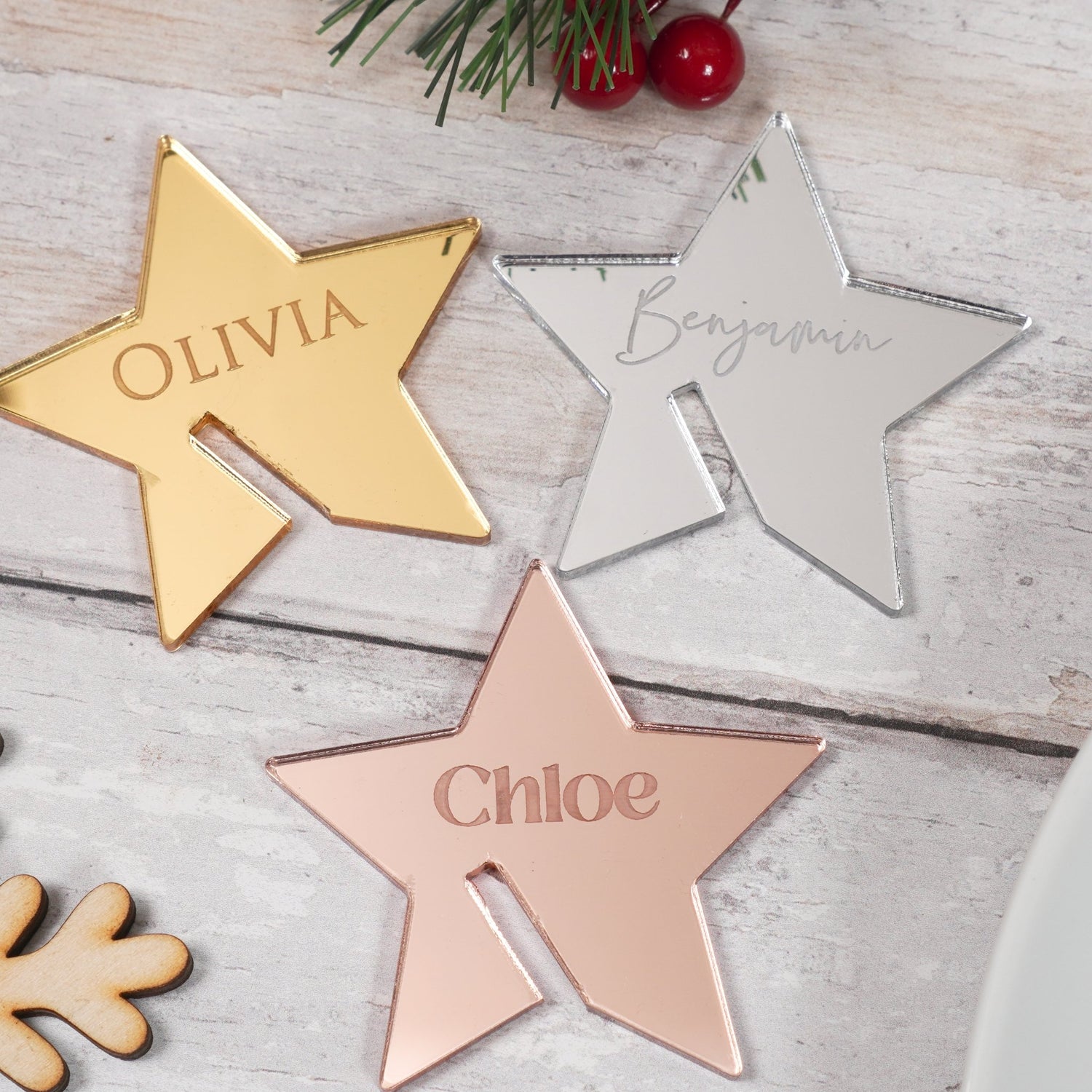 Personalised Christmas table decorations