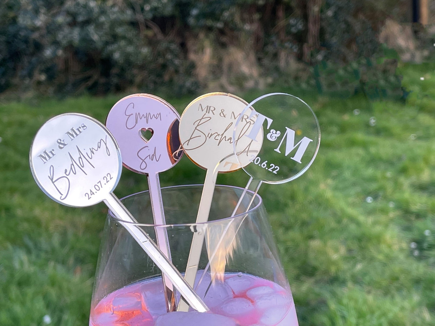 personalised acrylic wedding drink decorations 