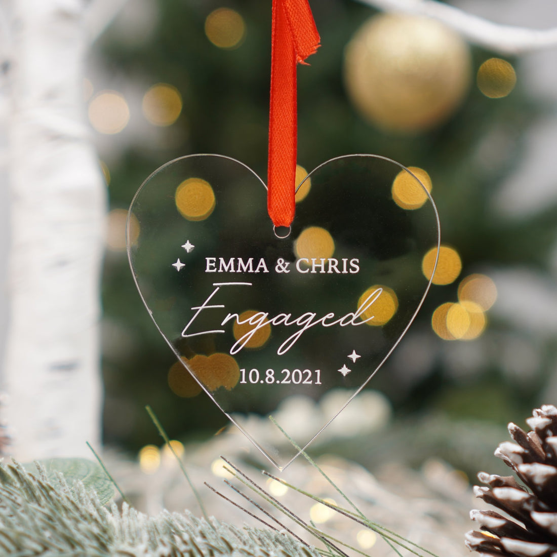 personalised acrylic engaged Christmas ornament decoration gift for couples 