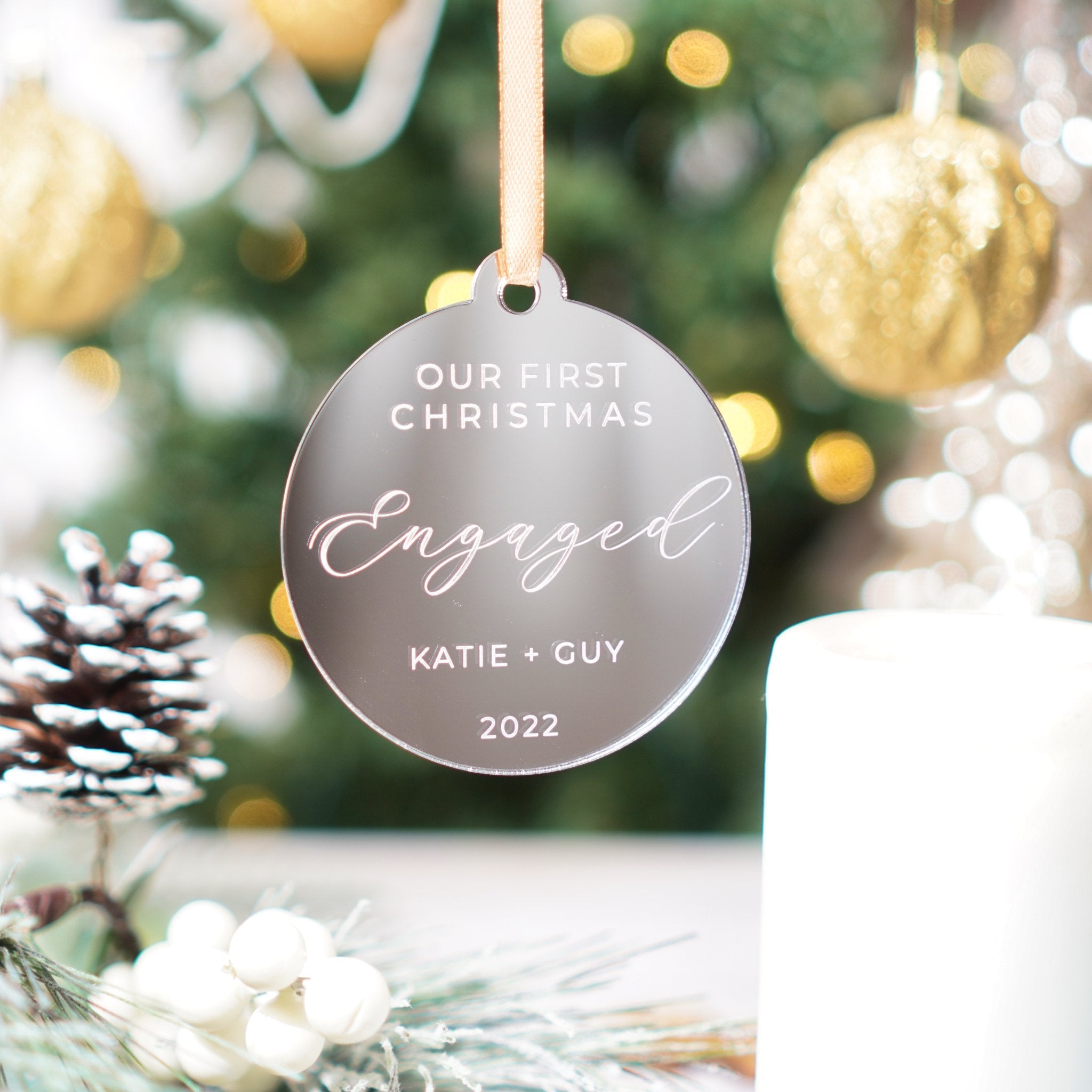 Christmas engagement bauble