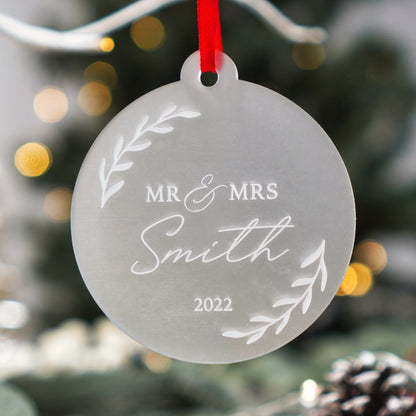 acrylic Christmas ornament for couples first Christmas married 