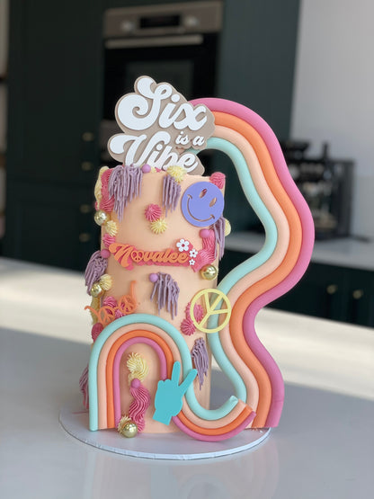 Personalised Retro Hippy Groovy Cake Topper Set