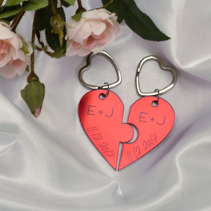 Personalised Heart puzzle Keyring