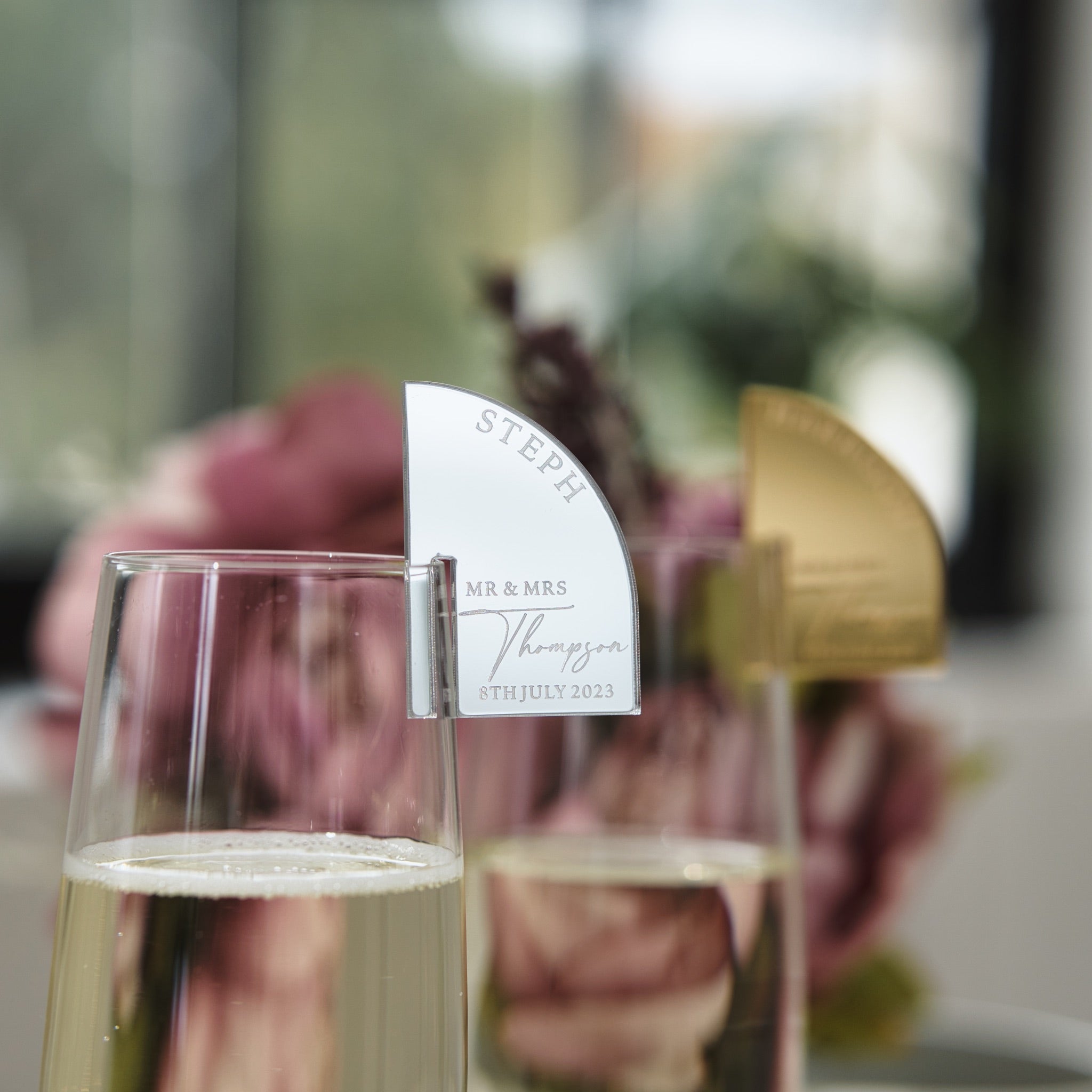 Champagne Wine Glass Name Tag