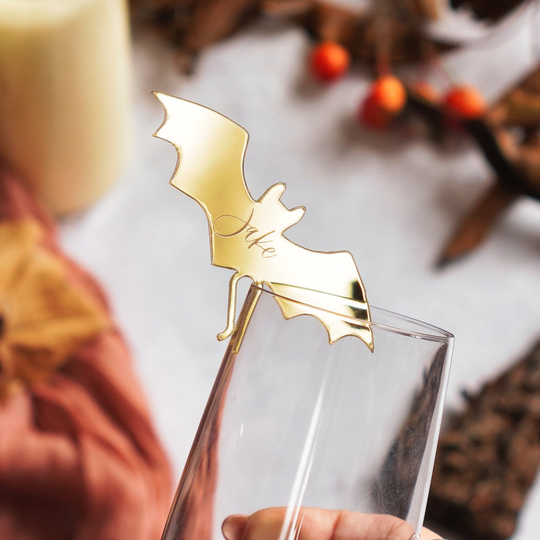 Halloween Party Bat Acrylic Drink Tags