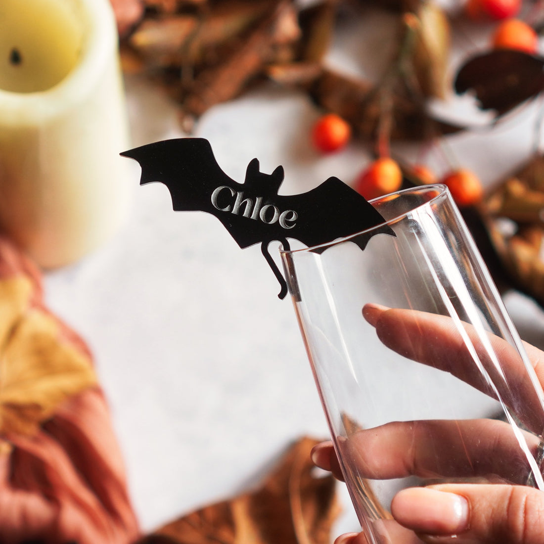 Halloween Party Bat Acrylic Drink Tags