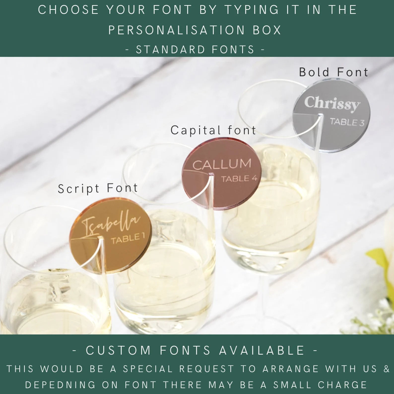 Drink tag fonts