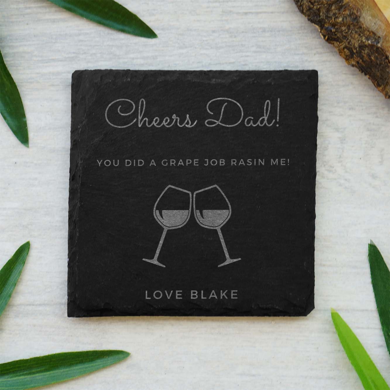Funny Fathers Day Wine Slate Coaster