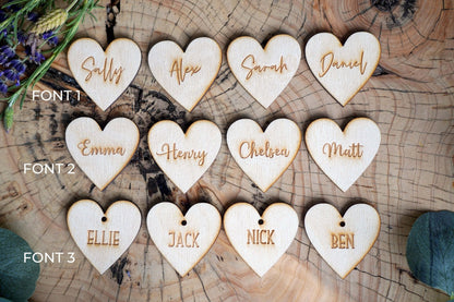 Wooden place names for wedding