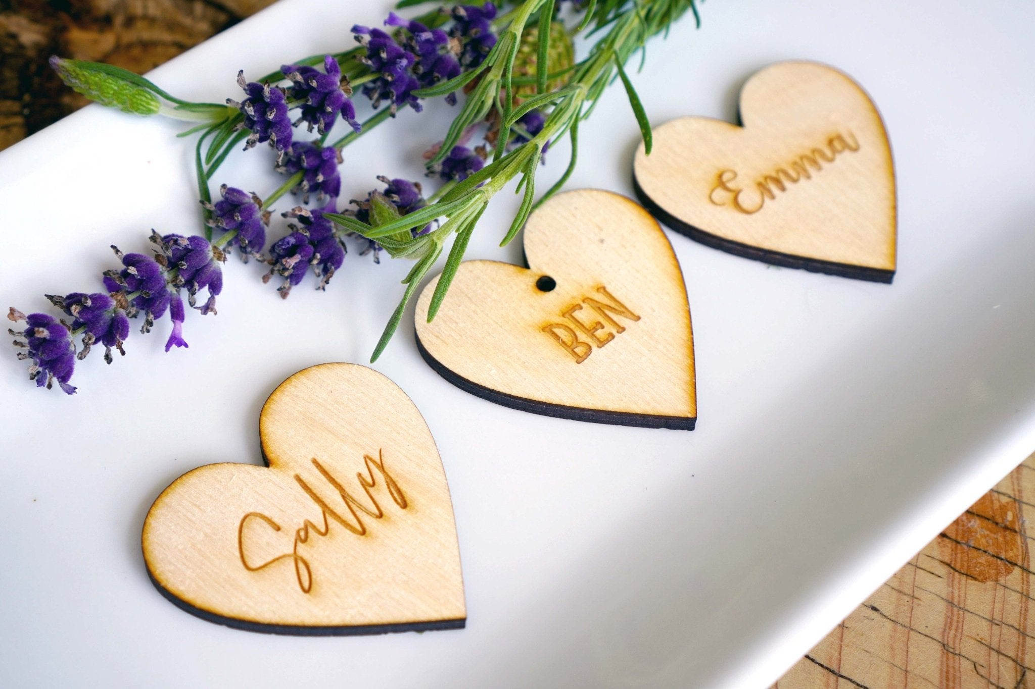 Wood names hearts