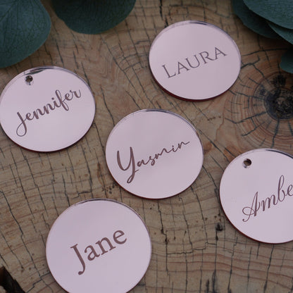 Mirrored Acrylic Personalised Wedding Name Tags