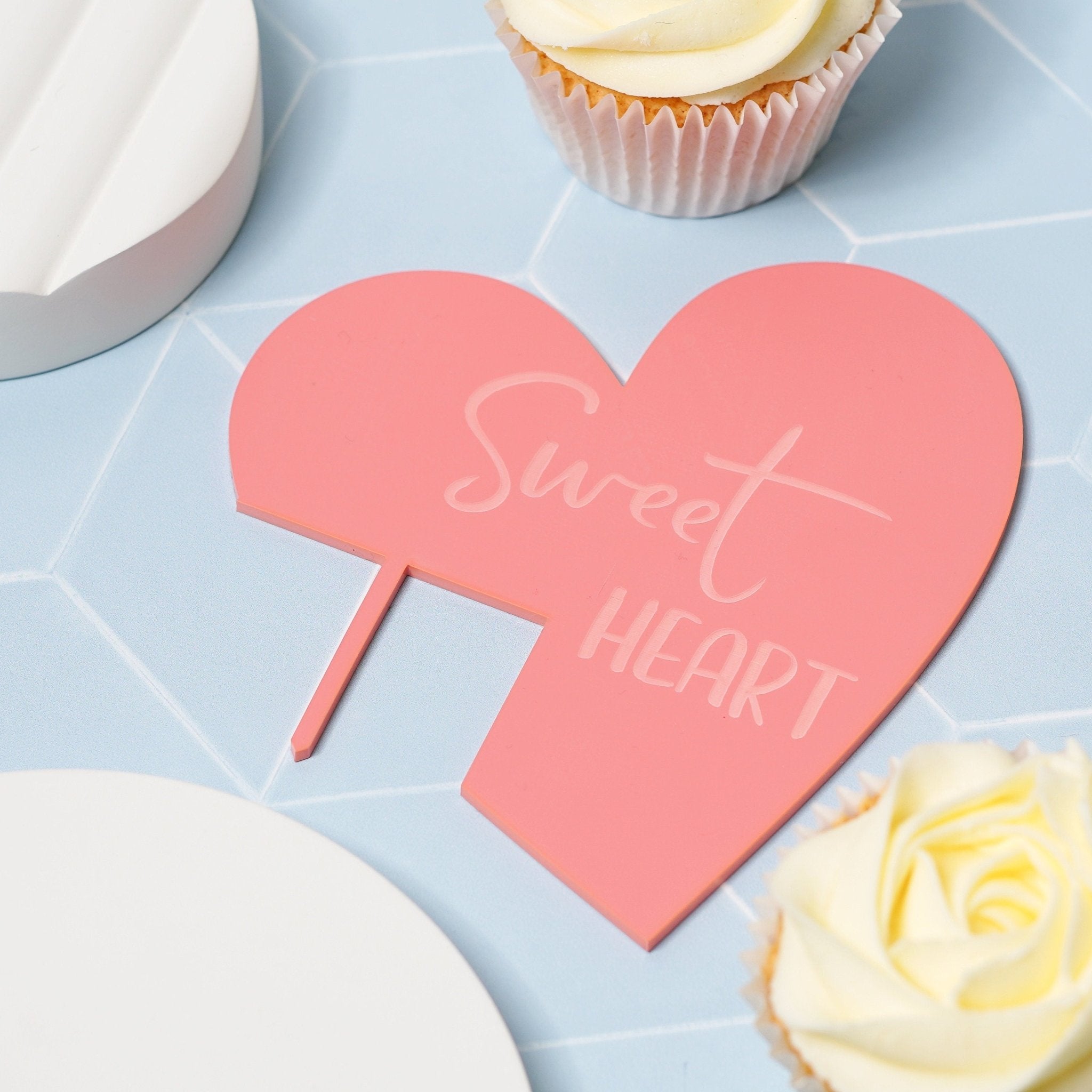 Acrylic Heart Valentines Cake topper