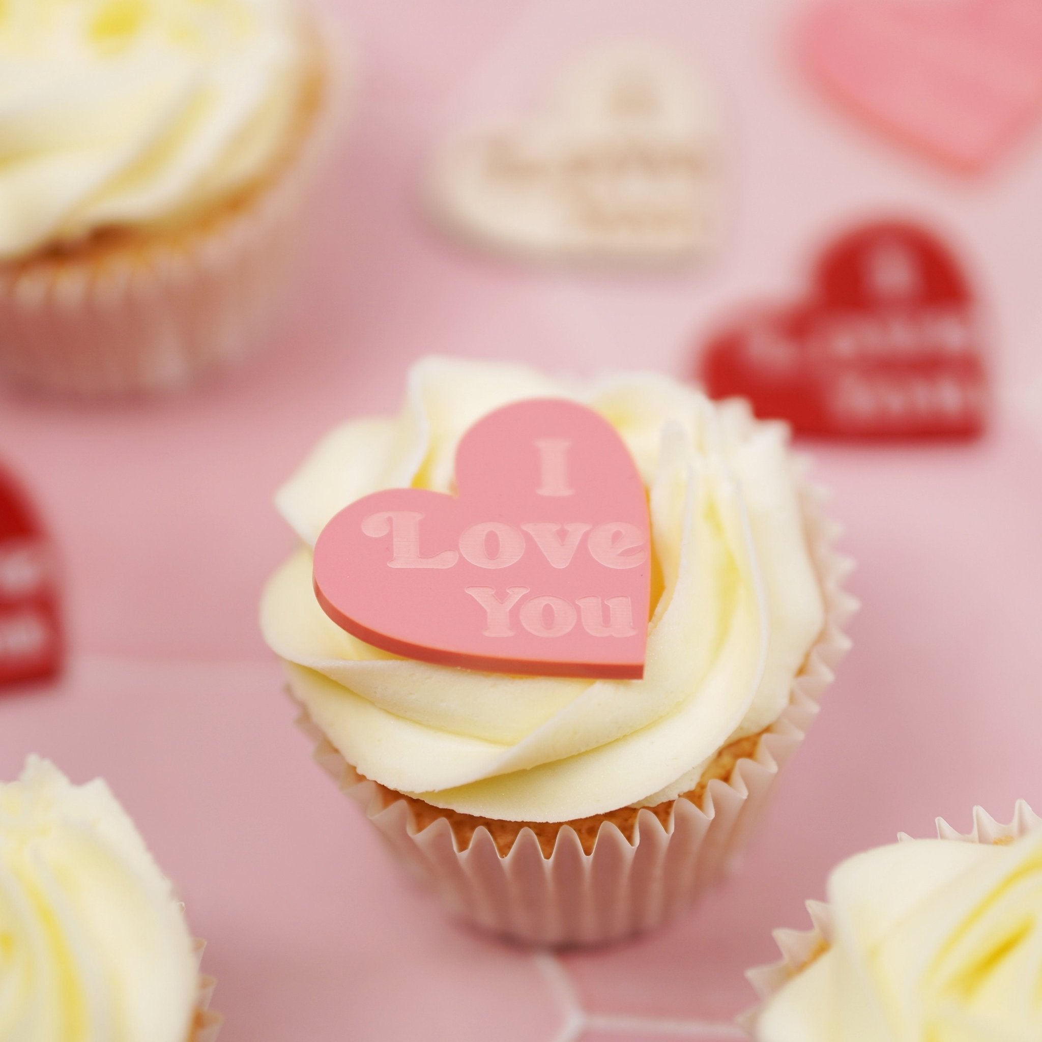 heart shaped cup cake topper