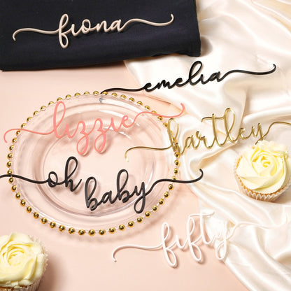 Personalised Acrylic Script Name Cake Charm