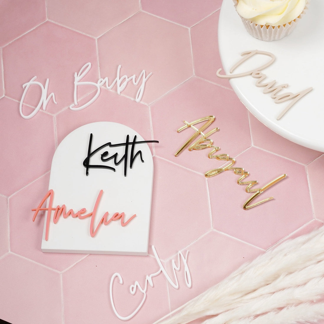 Personalised Acrylic Script Name Cake Charm