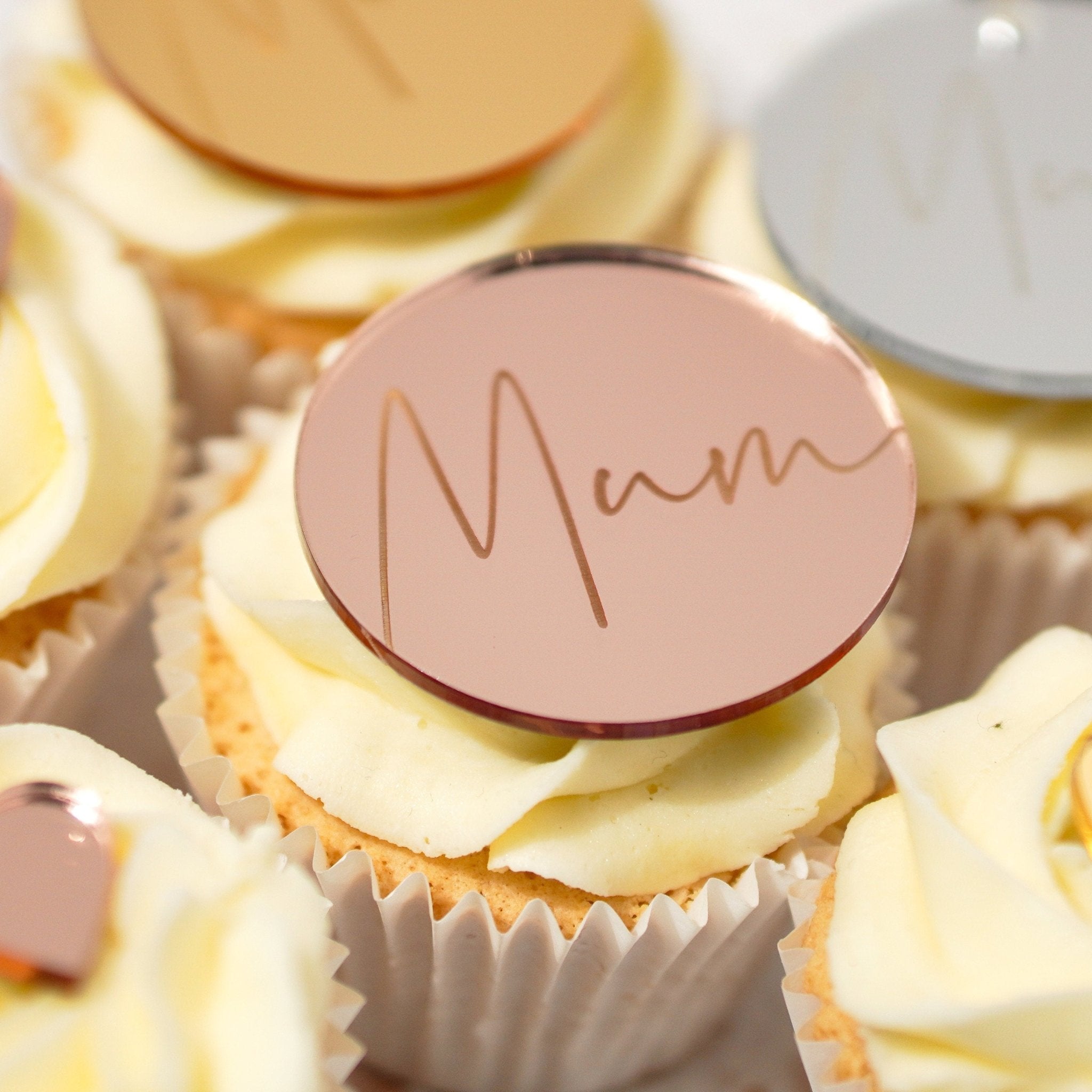 Mirror Acrylic Mum Birthday Cake Charm Disc