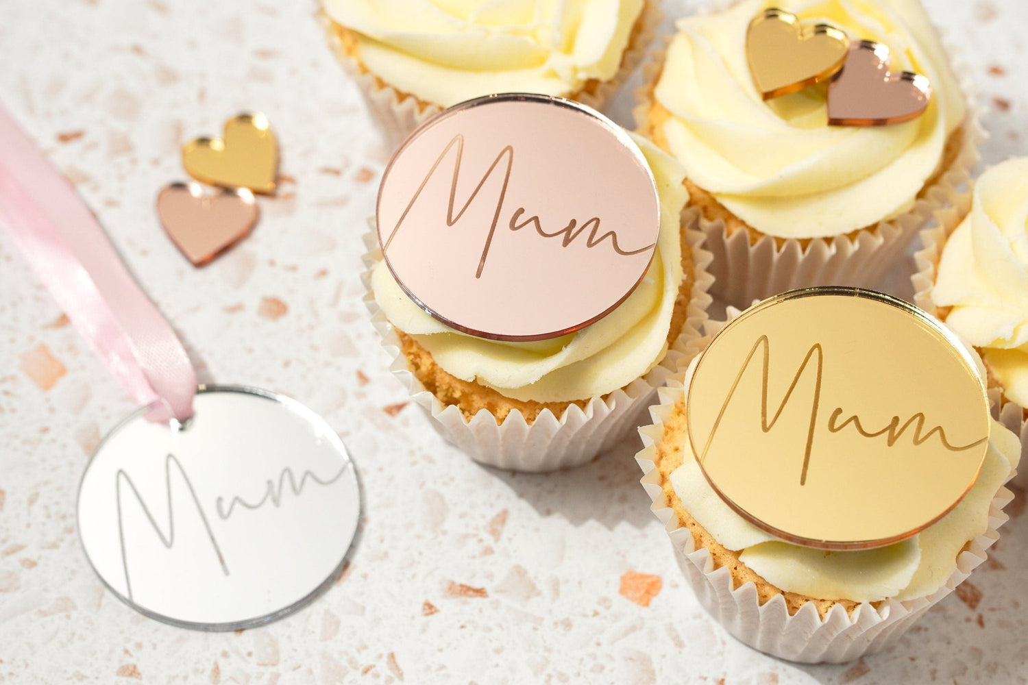 Mirror Acrylic Mum Birthday Cake Charm Disc